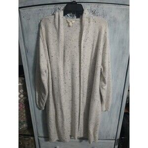 Terra & Sky Long Open Hooded Sweater Cardigan Cream 0X